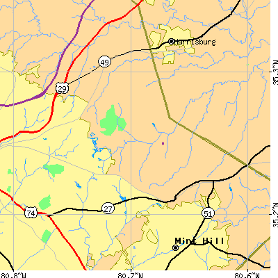 Zip code 28215 close-up map