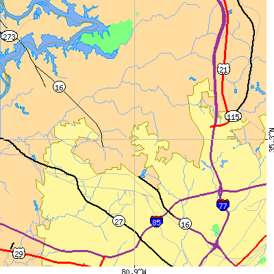 Zip code 28216 close-up map