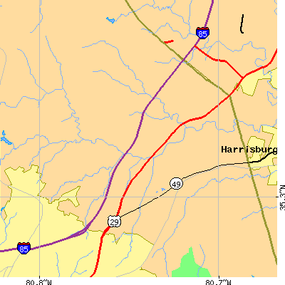 Zip code 28262 close-up map
