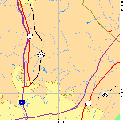 Zip code 28269 close-up map