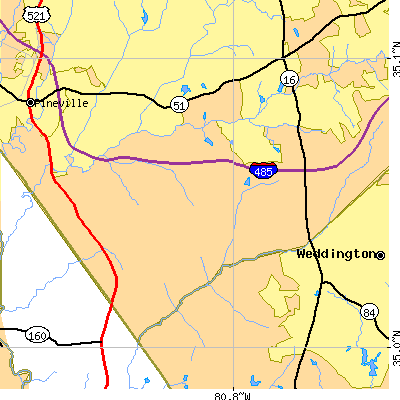 Zip code 28277 close-up map