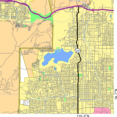 Zip code 91304 close-up map