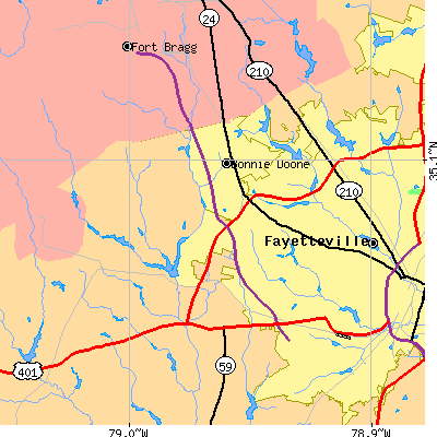 Zip code 28303 close-up map