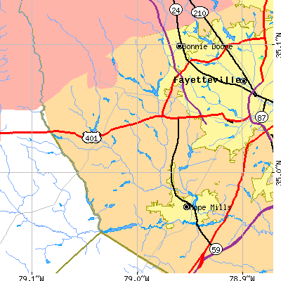 Zip code 28304 close-up map