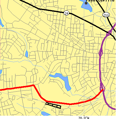 Zip code 28305 close-up map