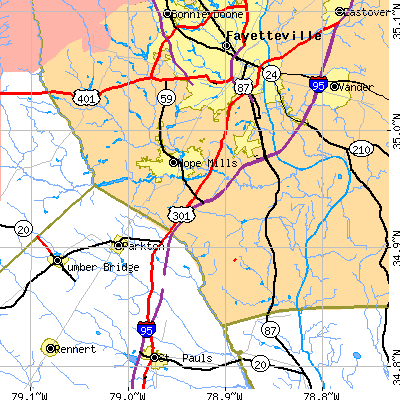 Zip code 28306 close-up map