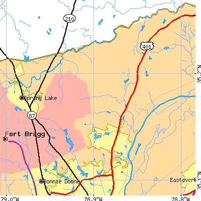 Zip code 28311 close-up map