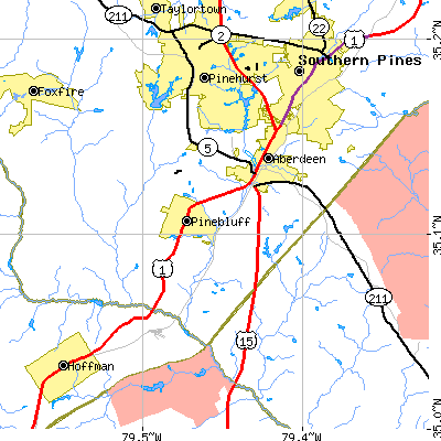Zip code 28315 close-up map