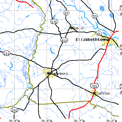 Zip code 28320 close-up map