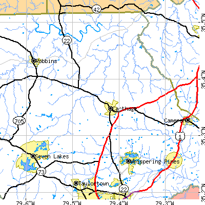 Zip code 28327 close-up map