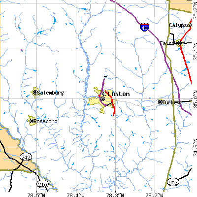Zip code 28328 close-up map