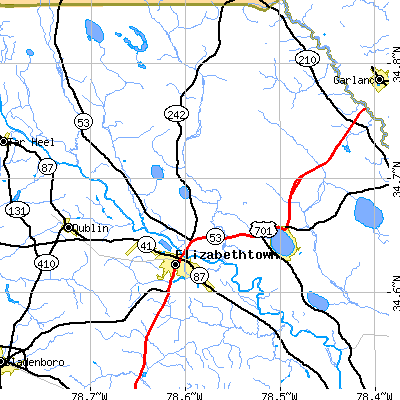 Zip code 28337 close-up map
