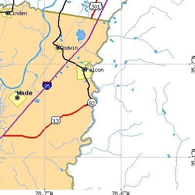 Zip code 28344 close-up map