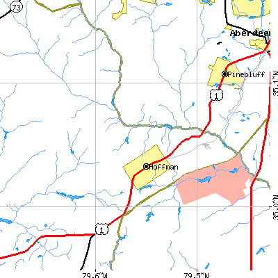 Zip code 28347 close-up map
