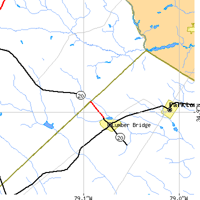 Zip code 28357 close-up map