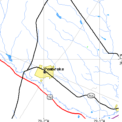 Zip code 28372 close-up map