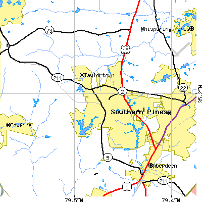 Zip code 28374 close-up map
