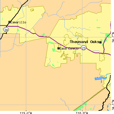 Zip code 91320 close-up map