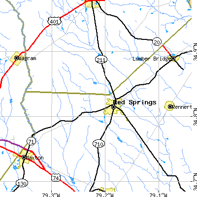 Zip code 28377 close-up map