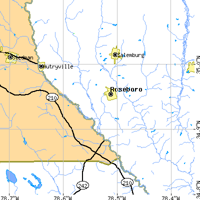 Zip code 28382 close-up map