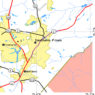 Zip code 28387 close-up map