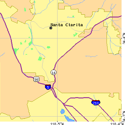 Zip code 91321 close-up map