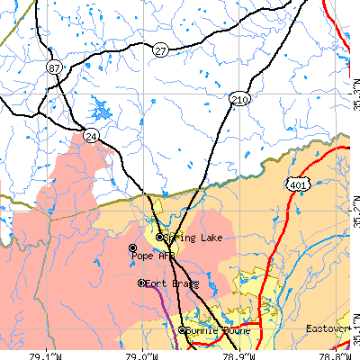 Zip code 28390 close-up map