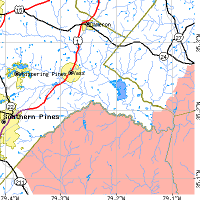 Zip code 28394 close-up map