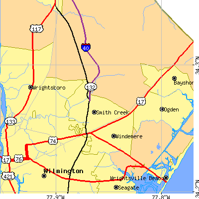 Zip code 28405 close-up map