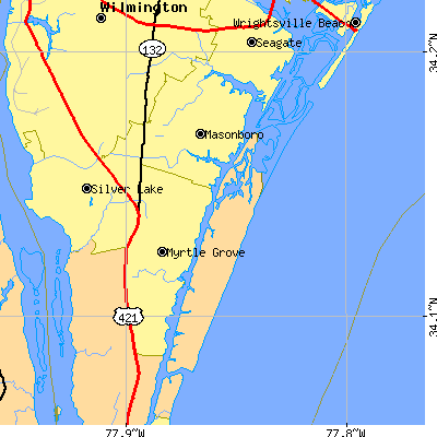 Zip code 28409 close-up map