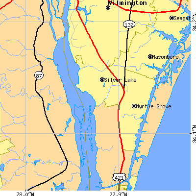 Zip code 28412 close-up map