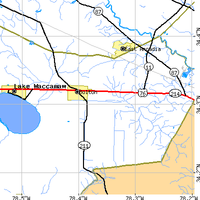 Zip code 28423 close-up map