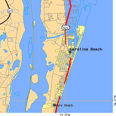 Zip code 28428 close-up map