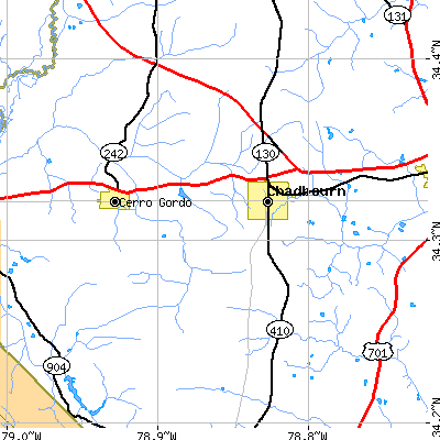 Zip code 28431 close-up map
