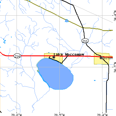 Zip code 28450 close-up map