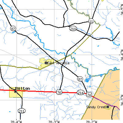 Zip code 28456 close-up map