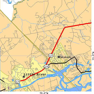 Zip code 28467 close-up map