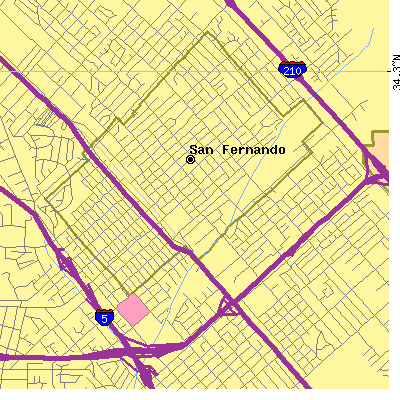 Zip code 91340 close-up map