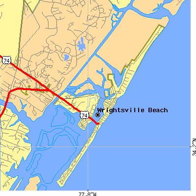 Zip code 28480 close-up map