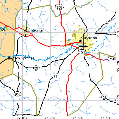 Zip code 28504 close-up map