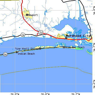 Zip code 28512 close-up map
