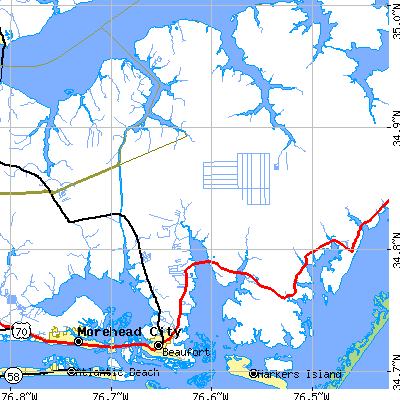 Zip code 28516 close-up map