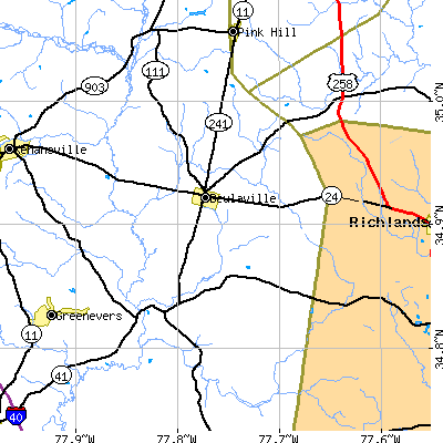 Zip code 28518 close-up map