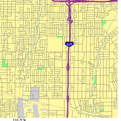 Zip code 91343 close-up map