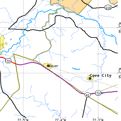 Zip code 28526 close-up map