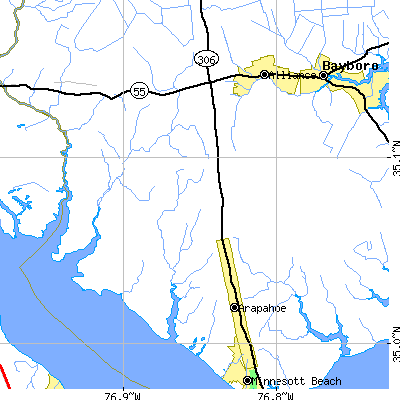 Zip code 28529 close-up map