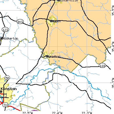 Zip code 28530 close-up map