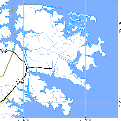 Zip code 28537 close-up map