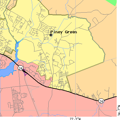 Zip code 28544 close-up map