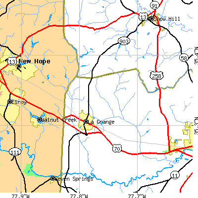 Zip code 28551 close-up map